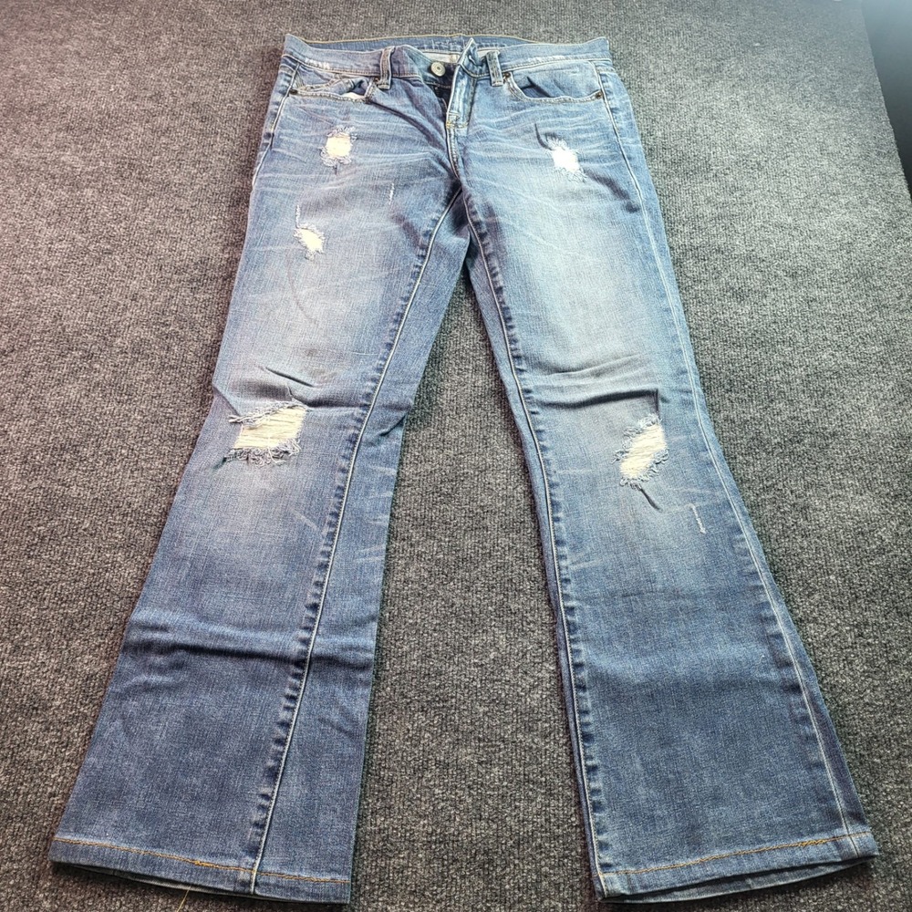 London Jean Womens Jeans Blue Flare Distressed Ripped Denim Size 6 - Picture 7 of 13